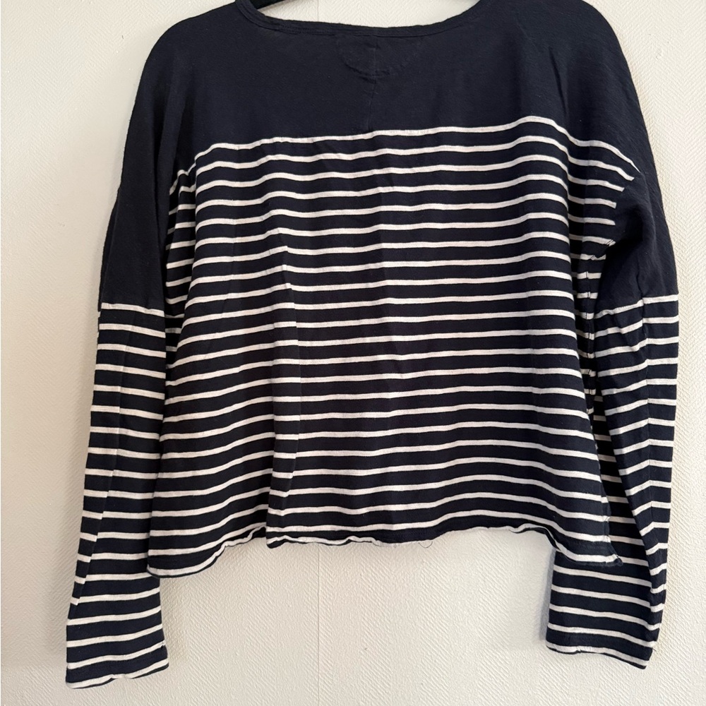Madewell | Black and White Striped Long Sleeve Tee | Medium - Picture 8 of 8